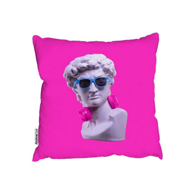 Andrew Lee Plaster Statue Of David's Head In Blue Sunglasses (Outdoor Cushion) / 60Cm X 60Cm from B&Q
