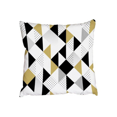 Andrew Lee Abstract Triangles. Gold Black And White (Outdoor Cushion) / 60Cm X 60Cm from B&Q