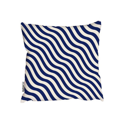 Andrew Lee Nautical Blue Striped Abstract (Outdoor Cushion) / 60Cm X 60Cm from B&Q