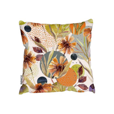Andrew Lee Autumn Flowers And Leaves (Outdoor Cushion) / 45Cm X 45Cm from B&Q