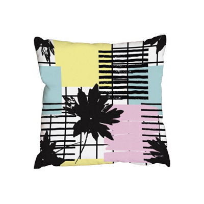 Andrew Lee Seamless Pattern With Strips And Leafs (Outdoor Cushion) / 60Cm X 60Cm from B&Q