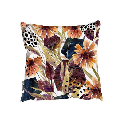 Andrew Lee Autumn Water Colour Leaves (Outdoor Cushion) / 60Cm X 60Cm from B&Q