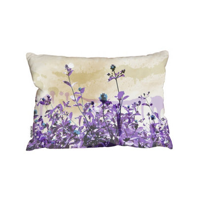 Andrew Lee Purple Flowers (Outdoor Cushion) / 45Cm X 30Cm from B&Q