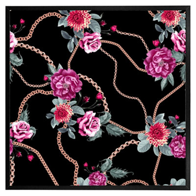 Andrew Lee Chain And Flowers Pattern (Picutre Frame) / 12X12" / Oak from B&Q