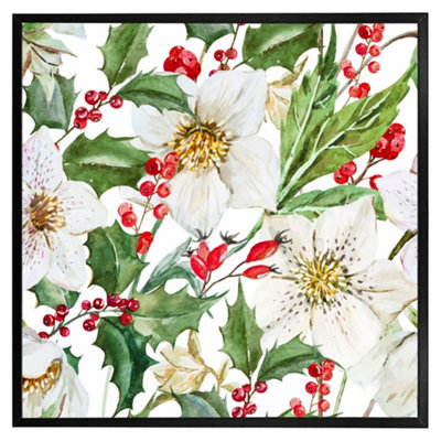 Andrew Lee Watercolour Christmas Pattern (Picutre Frame) / 24X24" / Grey from B&Q