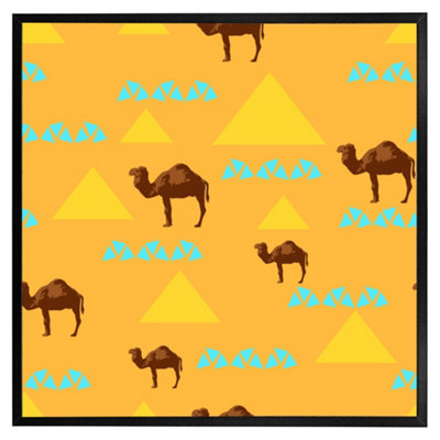 Andrew Lee Pattern With Camels (Picutre Frame) / 30X30" / Black from B&Q