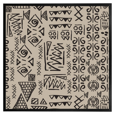 Andrew Lee Striped Egyptian Theme With Ethnic And Tribal Motifs (Picutre Frame) / 24X24" / White from B&Q