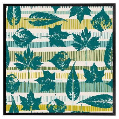 Andrew Lee Autumn Pattern With Leaves On Geometric Background (Picutre Frame) / 16X16" / Black from B&Q