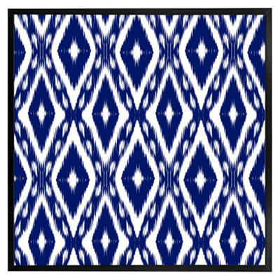 Andrew Lee Tribal Art Ikat Ogee In Traditional Classic Blue (Picutre Frame) / 20X20" / White from B&Q