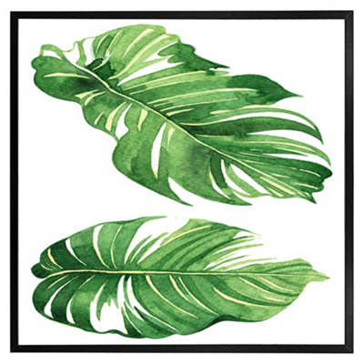 B&Q -  Twin Botanical Leaves (Picutre Frame) / 12X12" / Black
