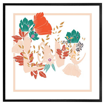 Andrew Lee Love & Flowers (Picutre Frame) / 16X16" / Oak from B&Q