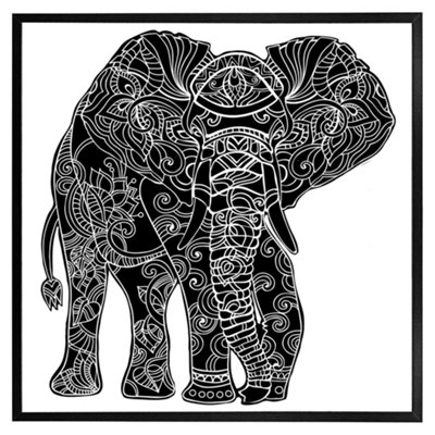 Andrew Lee Elephant Silhouette (Picutre Frame) / 16X16" / Grey from B&Q