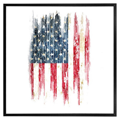 Andrew Lee American Grunge Flag (Picutre Frame) / 24X24" / Brown from B&Q