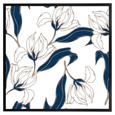 Andrew Lee White Flowers (Picutre Frame) / 16X16" / Black from B&Q