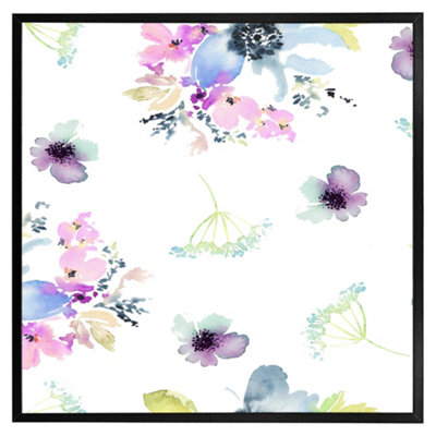Andrew Lee Watercolour Flowers (Picutre Frame) / 30X30" / White from B&Q