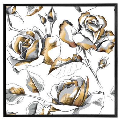 Andrew Lee Golden Roses (Picutre Frame) / 24X24" / White from B&Q