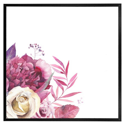 Andrew Lee Pink Floral (Picutre Frame) / 12X12" / White from B&Q