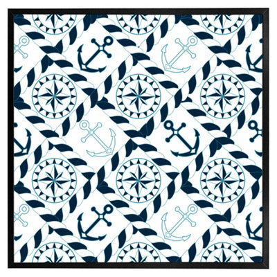 Andrew Lee Blue Nautical Elements (Picutre Frame) / 30X30" / Black from B&Q