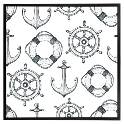 Andrew Lee Anchor & Wheel (Picutre Frame) / 16X16" / Grey from B&Q