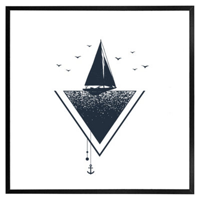 Andrew Lee Sailboat At Sea (Picutre Frame) / 20X20" / Black from B&Q