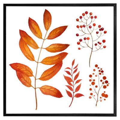 Andrew Lee Orange Autumn Leaves (Picutre Frame) / 16X16" / Grey from B&Q