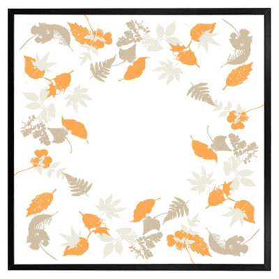 B&Q -  Orange & Grey Autumn Leaves (Picutre Frame) / 30X30" / Brown