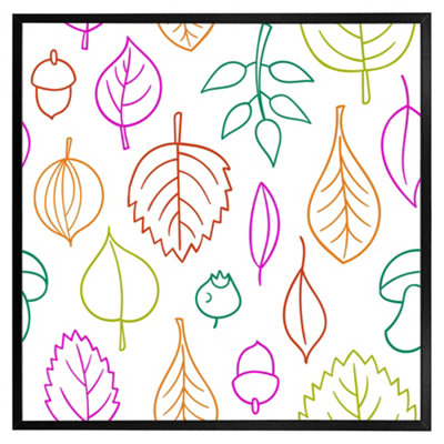 Andrew Lee Multi Colour Leaves Illustration (Picutre Frame) / 24X24" / Brown from B&Q