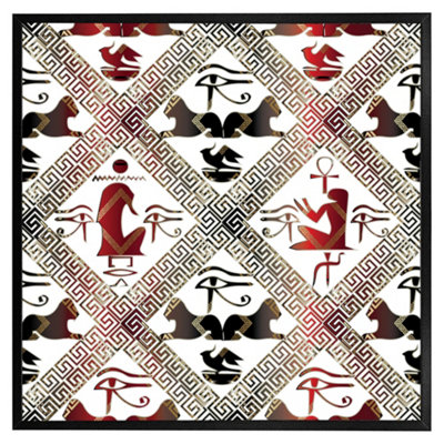 Andrew Lee Egyptian Hieroglyphs In Red & Black (Picutre Frame) / 12X12" / Brown from B&Q