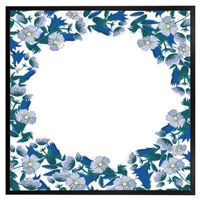 Andrew Lee Winter Blue Flowers (Picutre Frame) / 20X20" / White from B&Q