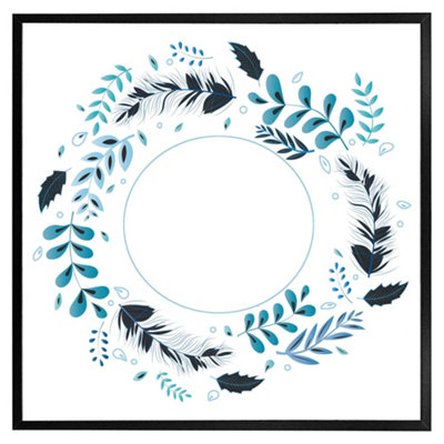 Andrew Lee Blue Leaves Frame (Picutre Frame) / 24X24" / Black from B&Q
