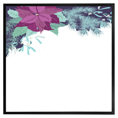 B&Q -  Purple & Blue Flowers (Picutre Frame) / 12X12" / White