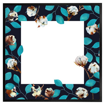Andrew Lee Watercolour Blue Leaf Frame (Picutre Frame) / 20X20" / Black from B&Q