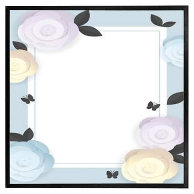 Andrew Lee Pastel Colour Flowers (Picutre Frame) / 24X24" / Black from B&Q