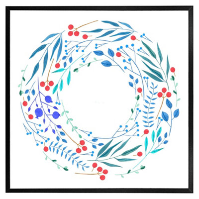 Andrew Lee Blue Decorative Reath (Picutre Frame) / 12X12" / White