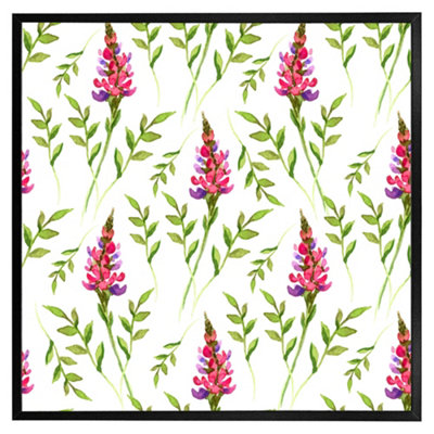 Andrew Lee Pink & Green Leaves (Picutre Frame) / 30X30" / Brown