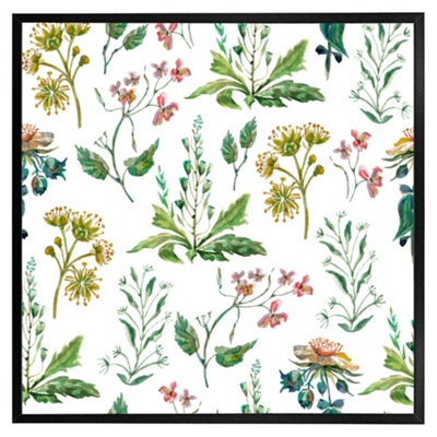 Andrew Lee Watercolour Leaves & Flowers (Picutre Frame) / 24X24" / Black from B&Q