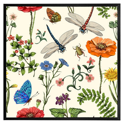 Andrew Lee Flowers & Insects (Picutre Frame) / 30X30" / Brown from B&Q