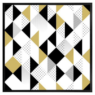 Andrew Lee Gold & Black Geometric Triangles (Picutre Frame) / 24X24" / Oak from B&Q