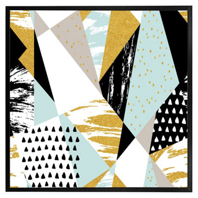 B&Q -  Geometric Shapes & Brush Strokes (Picutre Frame) / 20X20" / Oak