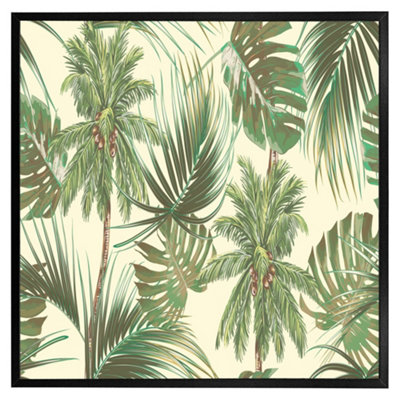 Andrew Lee Tropical Leaves On Yellow (Picutre Frame) / 12X12" / Oak from B&Q