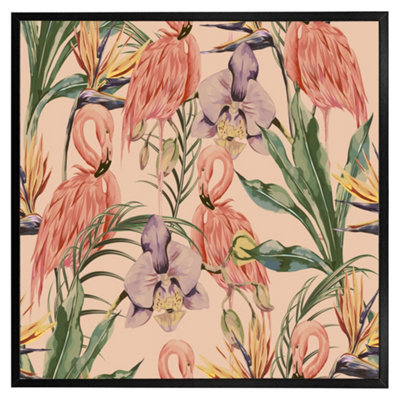 Andrew Lee Tropical Flamingo (Picutre Frame) / 30X30" / Black from B&Q
