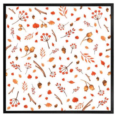 Andrew Lee Acorns & Leaves (Picutre Frame) / 24X24" / Black from B&Q