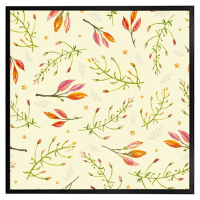 Andrew Lee Green Branches On Light Background (Picutre Frame) / 12X12" / Grey from B&Q