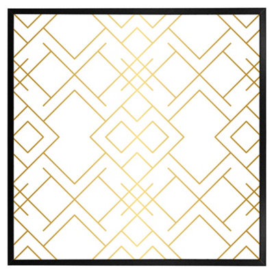 Andrew Lee Golden Geo Pattern (Picutre Frame) / 30X30" / Grey from B&Q