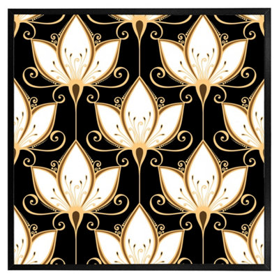 Andrew Lee Black& Gold Floral Pattern (Picutre Frame) / 16X16" / Black from B&Q