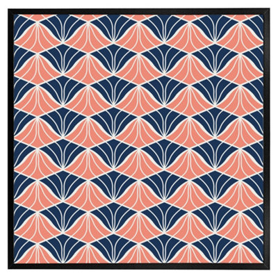 Andrew Lee Navy & Pink Geometric Shells (Picutre Frame) / 16X16" / Oak from B&Q