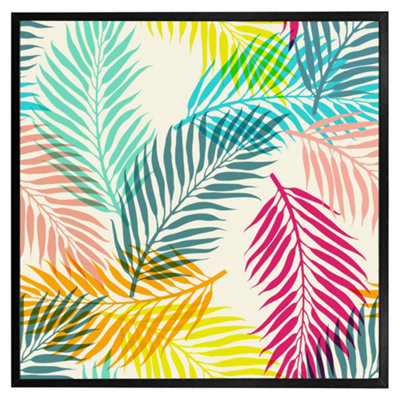 Andrew Lee Multi Coloured Tropical Leaves (Picutre Frame) / 12X12" / Grey from B&Q