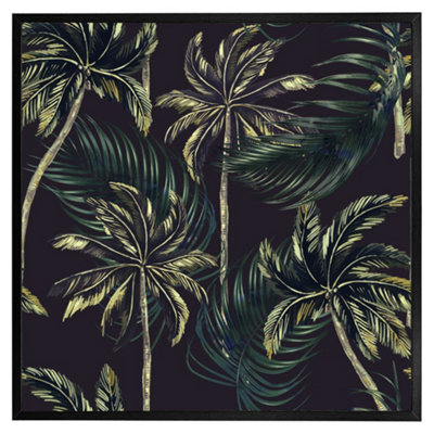 Andrew Lee Green Palm On Black (Picutre Frame) / 30X30" / Brown from B&Q