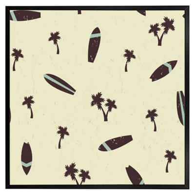 Andrew Lee Surf Board & Palm Silhouettes (Picutre Frame) / 30X30" / Oak from B&Q