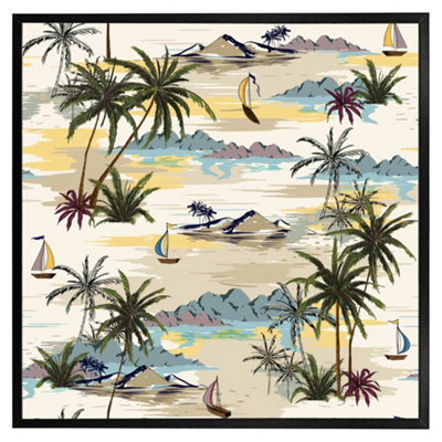 Andrew Lee Palm & Sailboats (Picutre Frame) / 20X20" / Black from B&Q